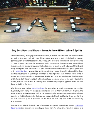 Buy Best Beer and Liquors from Andrew Hilton Wine & Spirits