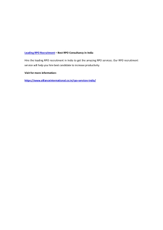 Leading RPO Recruitment – Best RPO Consultancy in India
