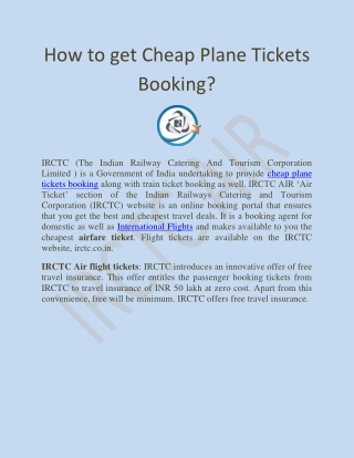 How to get Cheap Plane Tickets Booking?