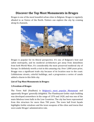Top Most Monuments in Bruges