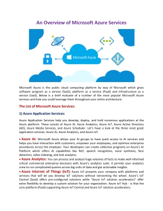 An Overview of Microsoft Azure Services