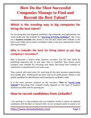 How do the most successful companies manage to find and recruit the best talent