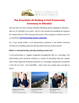 The Essentials Of Holding A Civil Partnership Ceremony In Gibraltar