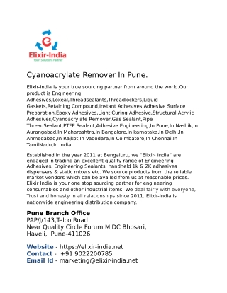 Cyanoacrylate Remover In Pune,India