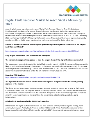 Digital fault recorder market to reach $458.2 million by 2023