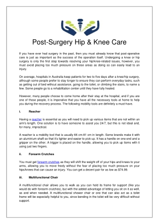 Post-Surgery Hip & Knee Care