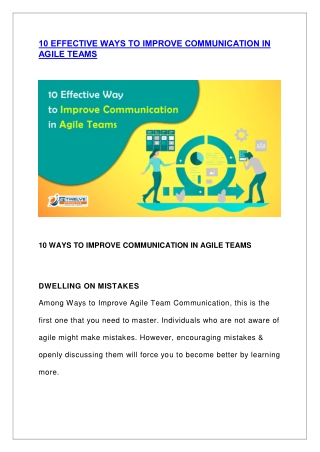 10 Effective Ways to Improve Communication in Agile Teams