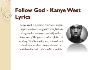 Follow God - Kanye West Lyrics