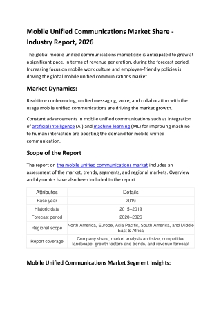 Mobile Unified Communications Market Share - Industry Report, 2026