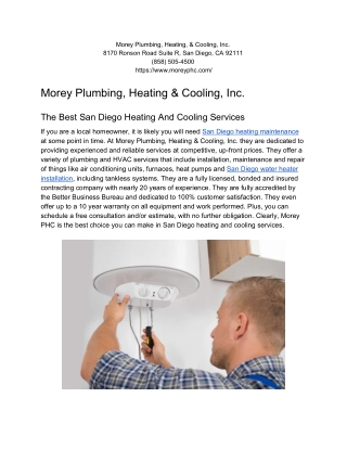 Morey Plumbing, Heating, & Cooling, Inc.