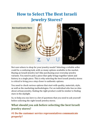 Best Israeli Jewelry Stores