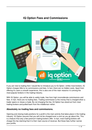 IQ Option Fees and Commissions