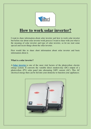 How to work solar inverter?