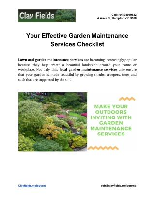 Your Effective Garden Maintenance Services Checklist