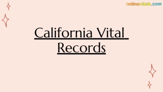 California Vital Records - Online Vitals