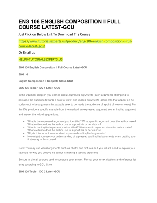 ENG 106 ENGLISH COMPOSITION II FULL COURSE LATEST-GCU