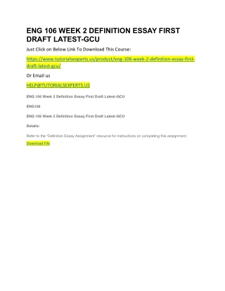 ENG 106 WEEK 2 DEFINITION ESSAY FIRST DRAFT LATEST-GCU