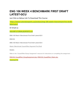 ENG 106 WEEK 4 BENCHMARK FIRST DRAFT LATEST-GCU