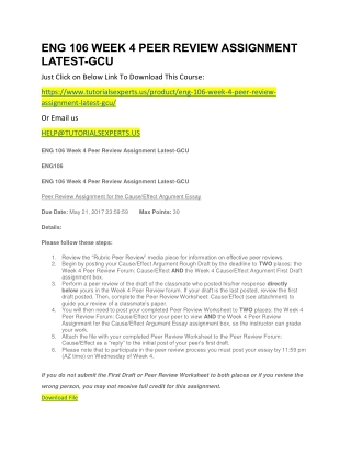 ENG 106 WEEK 4 PEER REVIEW ASSIGNMENT LATEST-GCU