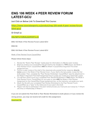 ENG 106 WEEK 4 PEER REVIEW FORUM LATEST-GCU