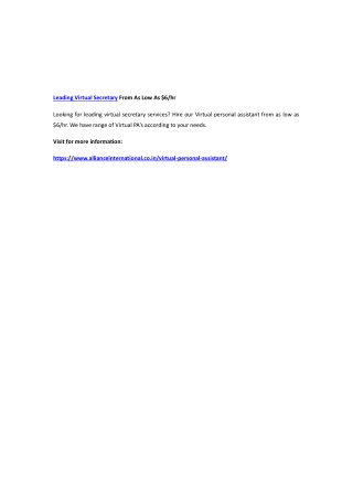 Leading Virtual Secretary From As Low As $6/hr