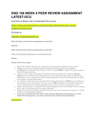 ENG 106 WEEK 6 PEER REVIEW ASSIGNMENT LATEST-GCU