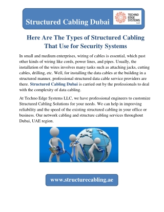 Here Are The Types of Structured Cabling That Use for Security Systems