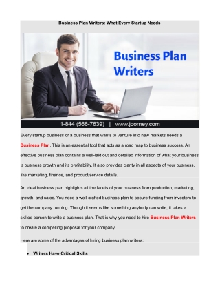 Business Plan Writers: What Every Startup Needs