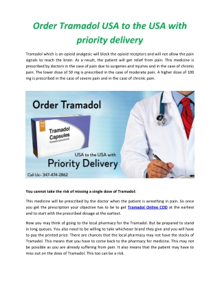Order Tramadol USA to the USA with priority delivery