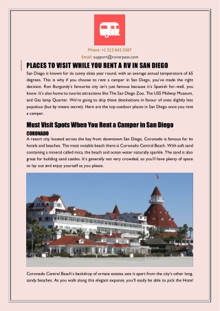 PLACES TO VISIT WHILE YOU RENT A RV IN SAN DIEGO