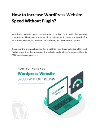 How To Increase Wordpress Website Speed Without Plugin?