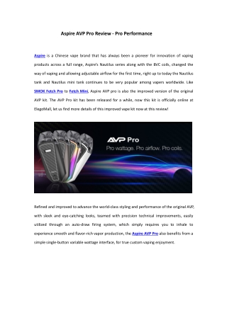 Aspire AVP Pro Review - Pro Design, Pro Battery, Pro Coils
