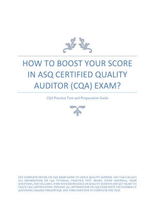 How to Boost Your Score in ASQ Certified Quality Auditor (CQA) Exam?