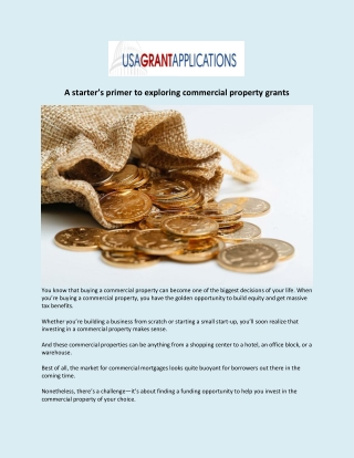 Find and apply for Commercial Property Grants
