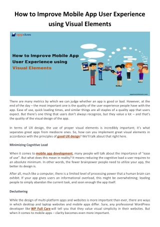 How to Improve Mobile App User Experience using Visual Elements