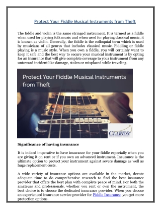 Protect Your Fiddle Musical Instruments from Theft