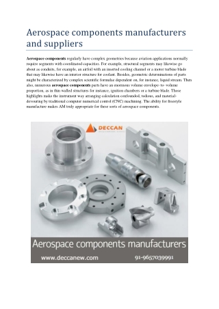 Aerospace components manufacturers and suppliers