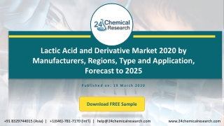 Lactic Acid and Derivative Market 2020 by Manufacturers, Regions, Type and Application, Forecast to