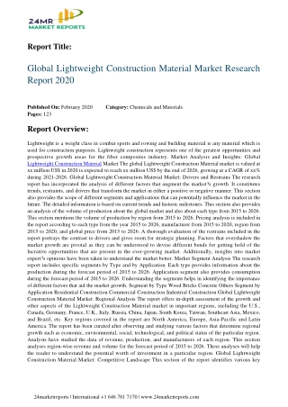 Lightweight Construction Material Is Set to Boom in 2020 And Coming Years