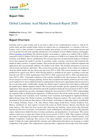 Linolenic Acid Analysis 2019 and In depth Research on Emerging Growth Factors