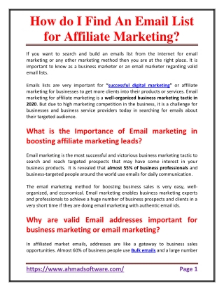 How do I find an email list for affiliate marketing