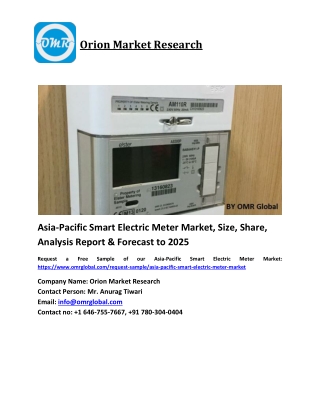 Asia-Pacific Smart Electric Meter Market Growth, Size, Share, Industry Report and Forecast 2019-2025