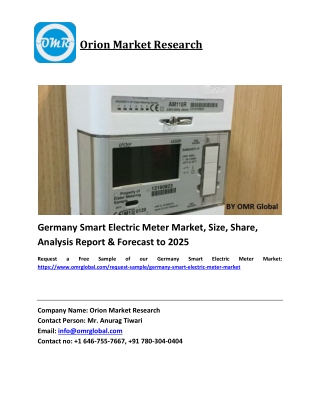 Germany Smart Electric Meter Market Growth, Size, Share, Industry Report and Forecast 2019-2025