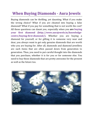 When Buying Diamonds - Aura Jewels