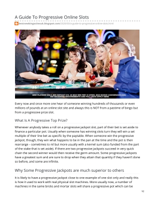 A Guide To Progressive Online Slots