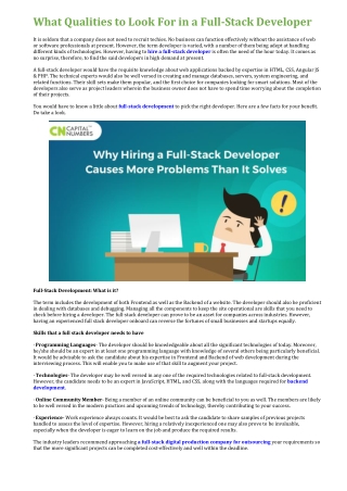 Hiring a Full-Stack Developer