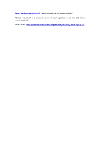 Expert Vet Locum Agencies Uk - Veterinary Nurse locum Agencies UK