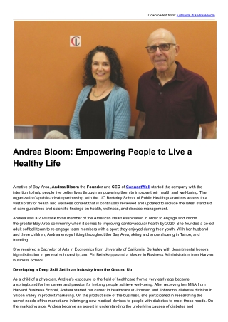 Empowering People to Live a Healthy Life | Andrea Bloom | ConnectWell