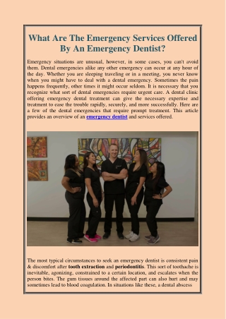 What Are The Emergency Services Offered By An Emergency Dentist?