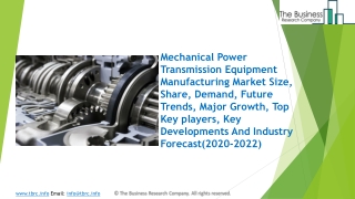 Mechanical Power Transmission Equipment Manufacturing Market Industry Trends And Emerging Opportunities Till 2022